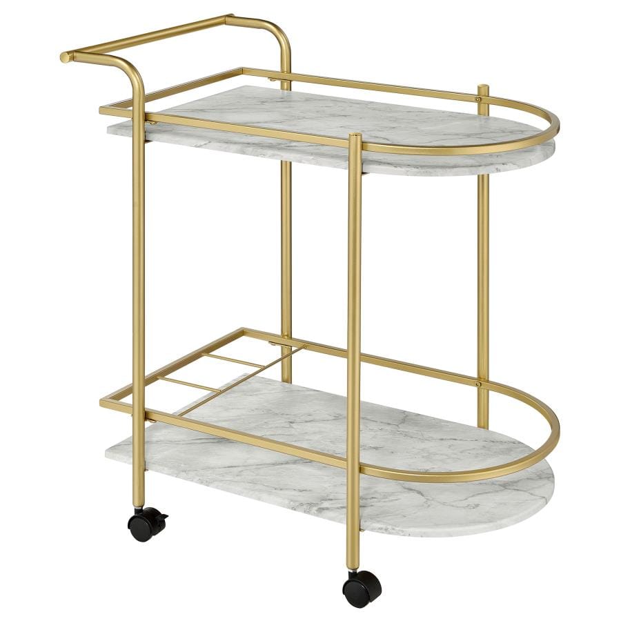 Desiree Rack Bar Cart with Casters Gold