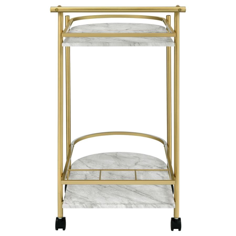 Desiree Rack Bar Cart with Casters Gold