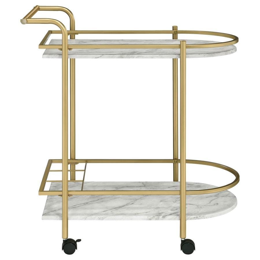 Desiree Rack Bar Cart with Casters Gold