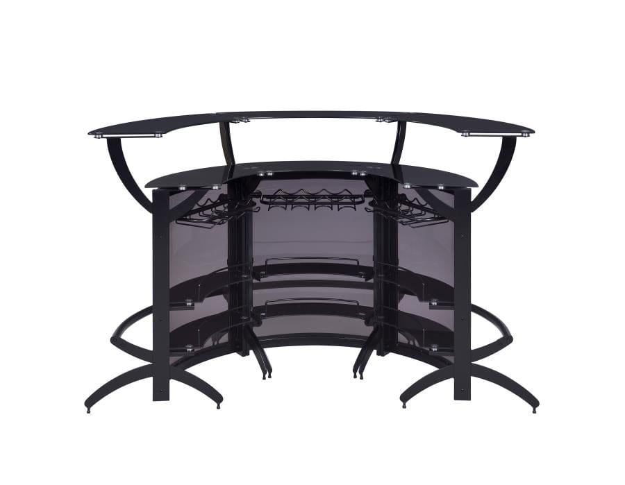 Dallas Curved Bar Unit Smoke and Black, Set of 3