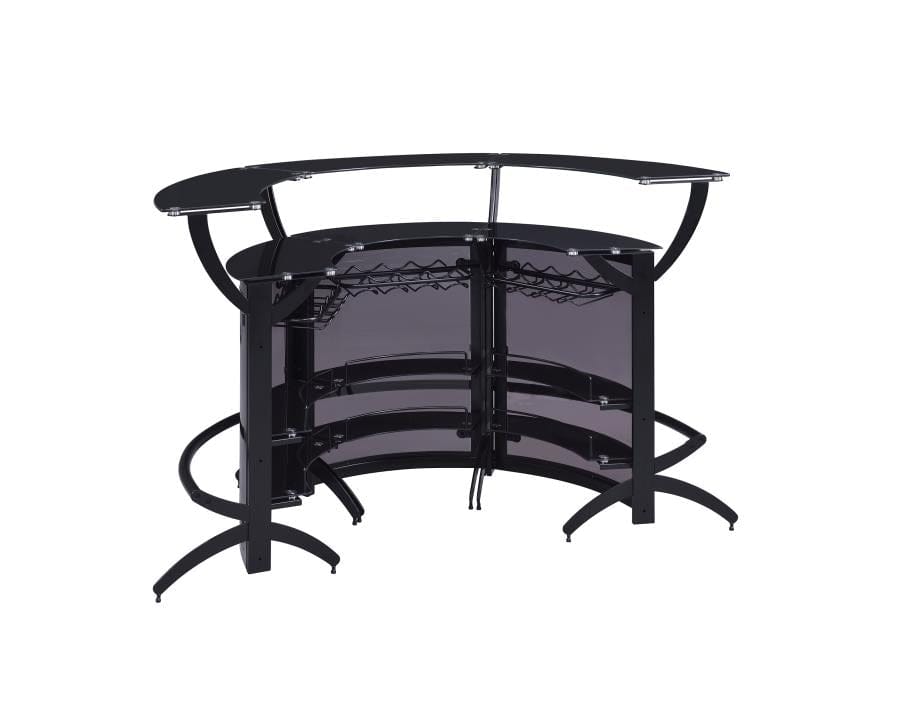 Dallas Curved Bar Unit Smoke and Black, Set of 3