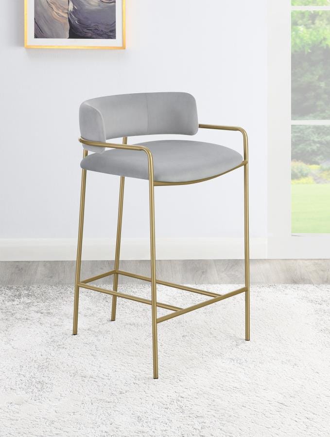 Comstock Upholstered Low Back Stool Grey and Gold