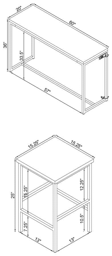Cassidy 4-piece Rectangle Counter Height Set Dark Oak and Chrome