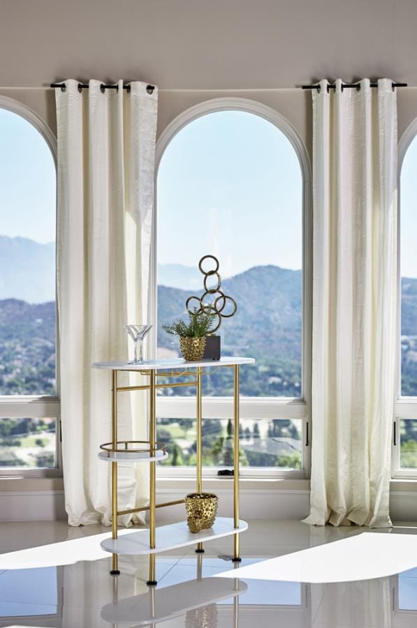 Ferguson 3-tier Bar Unit Matte Brass and White Oak