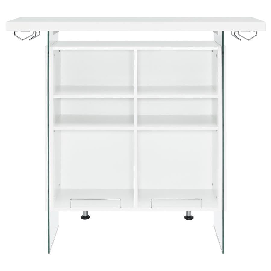 Acosta Rectangular Bar Unit with Footrest and Glass Side Panels