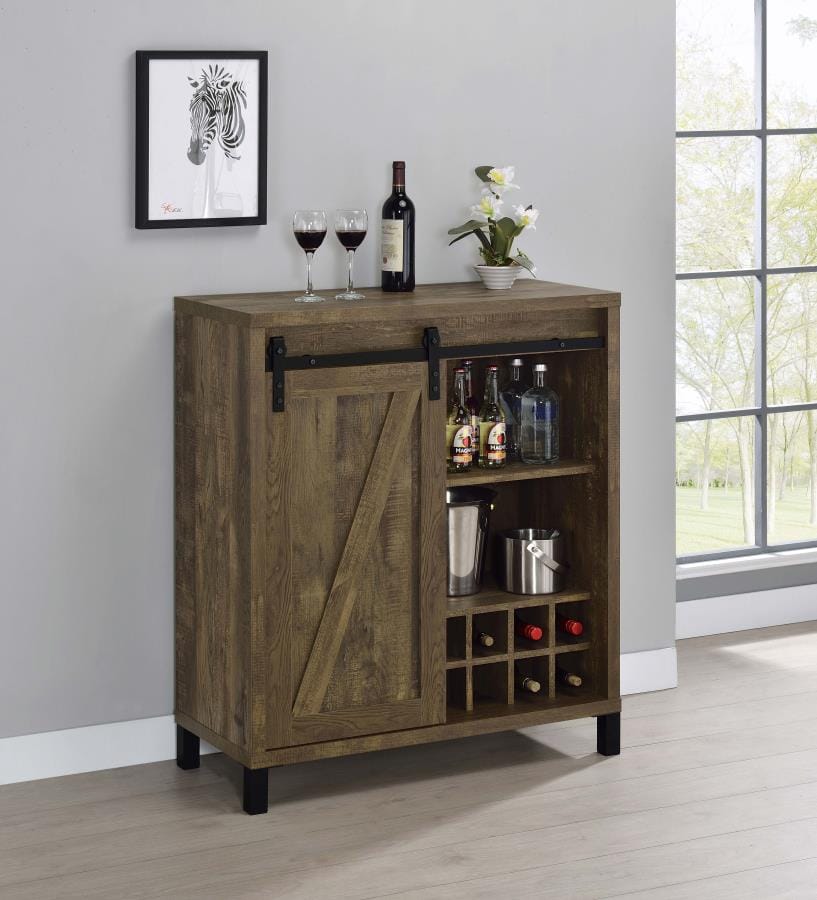 Arlington Bar Cabinet with Sliding Door Rustic Oak