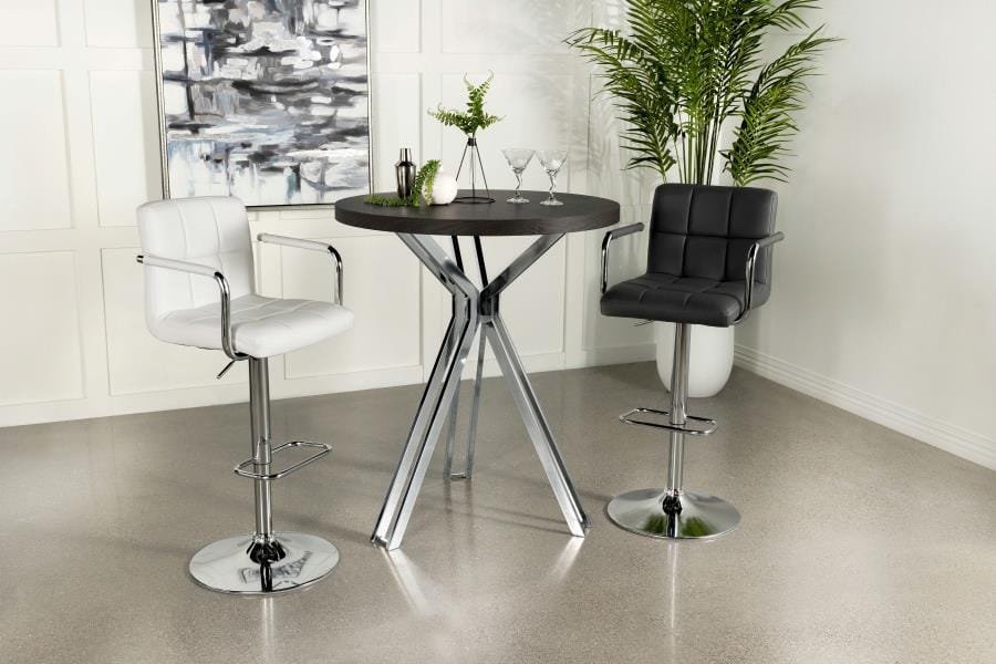 Edgerton Round Wood Top Bar Table Dark Oak and Chrome
