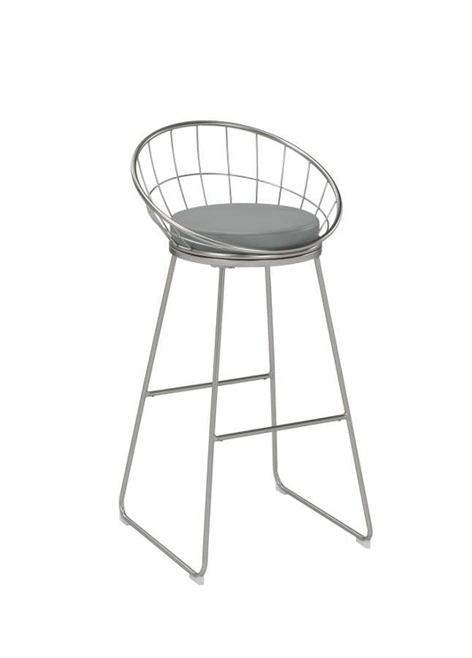 Glenbrook Padded Seat Bar Stools Grey and Satin Nickel (Set of 2)
