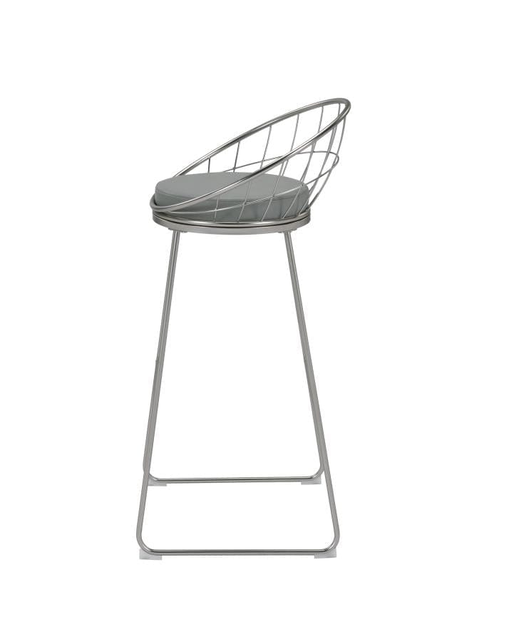 Glenbrook Padded Seat Bar Stools Grey and Satin Nickel (Set of 2)