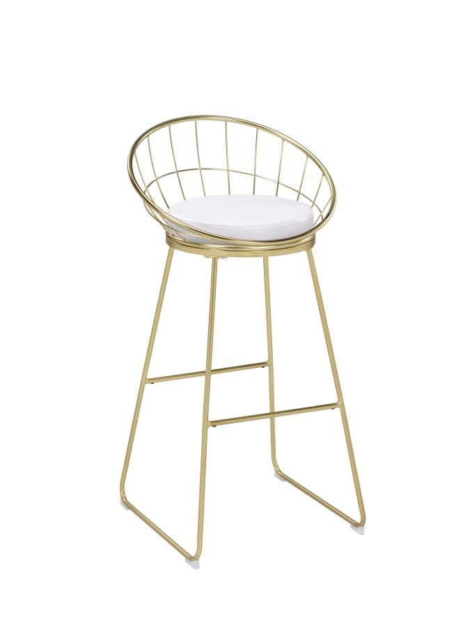 Glenbrook Padded Seat Bar Stools White and Matte Brass (Set of 2)