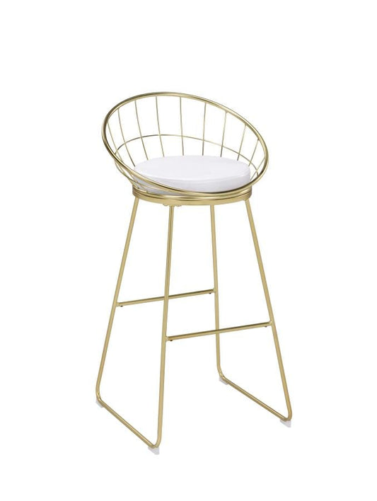 Glenbrook Padded Seat Bar Stools White and Matte Brass (Set of 2)