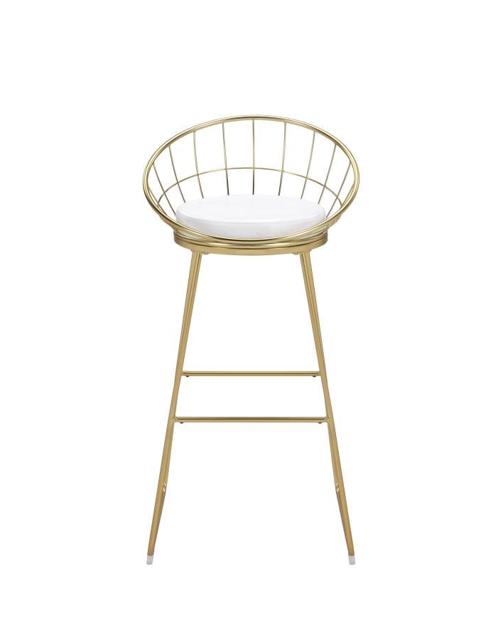 Glenbrook Padded Seat Bar Stools White and Matte Brass (Set of 2)