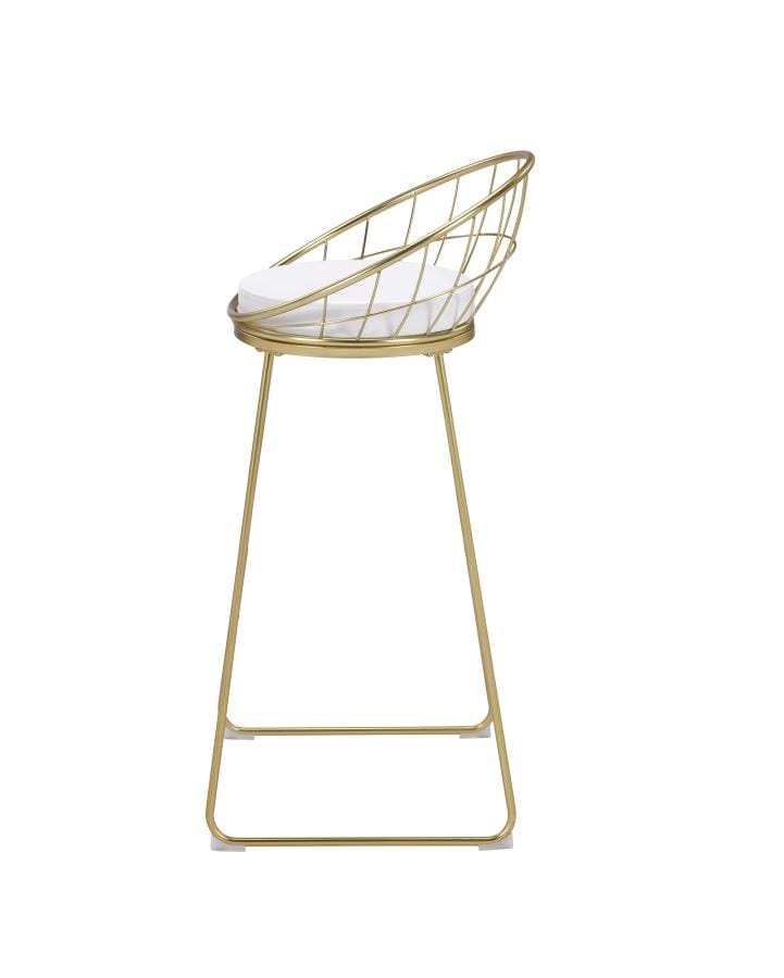 Glenbrook Padded Seat Bar Stools White and Matte Brass (Set of 2)