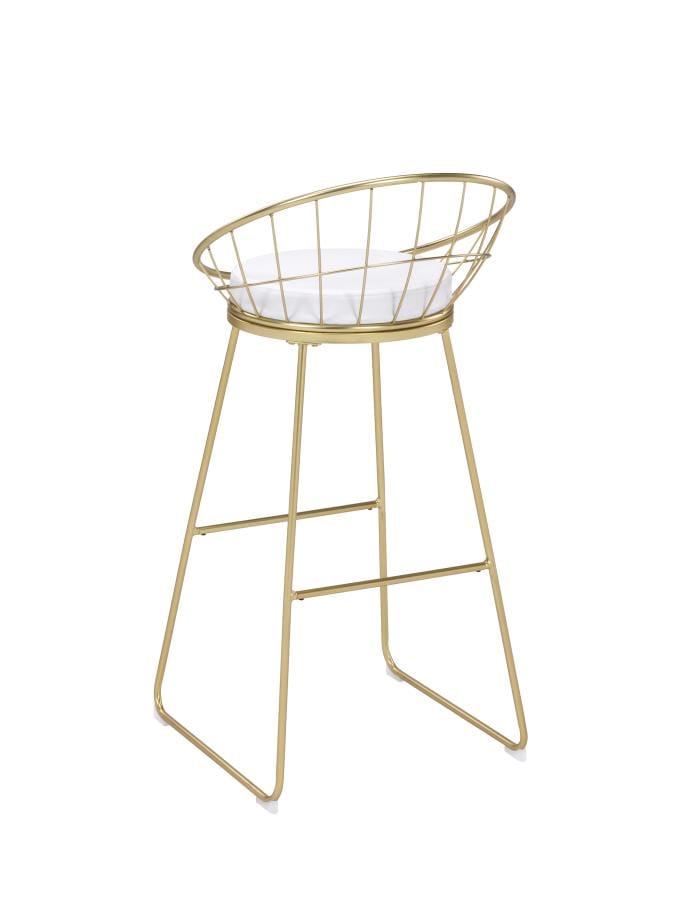 Glenbrook Padded Seat Bar Stools White and Matte Brass (Set of 2)