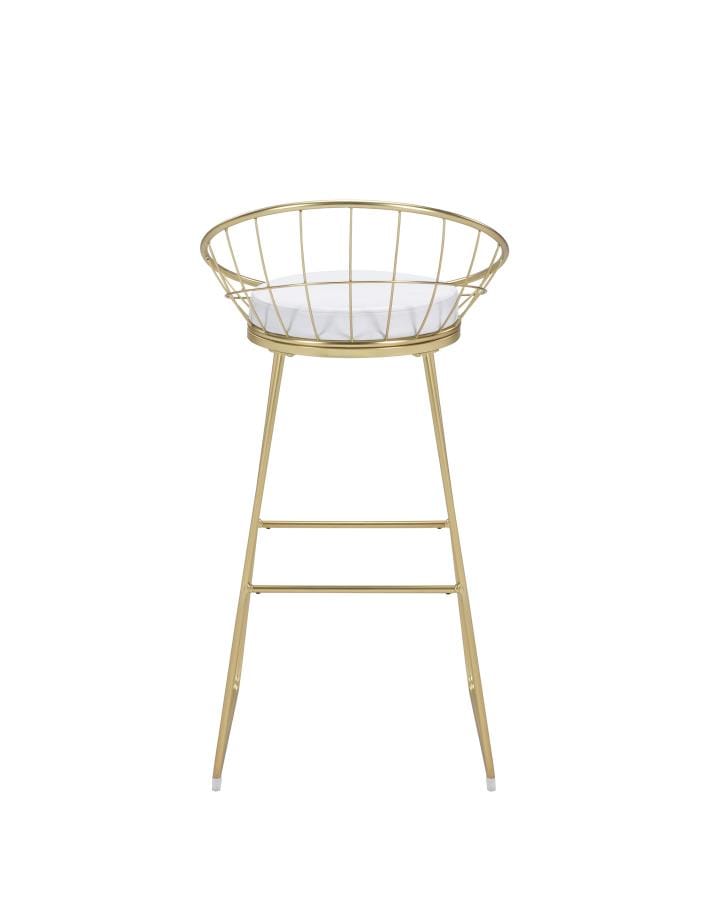 Glenbrook Padded Seat Bar Stools White and Matte Brass (Set of 2)