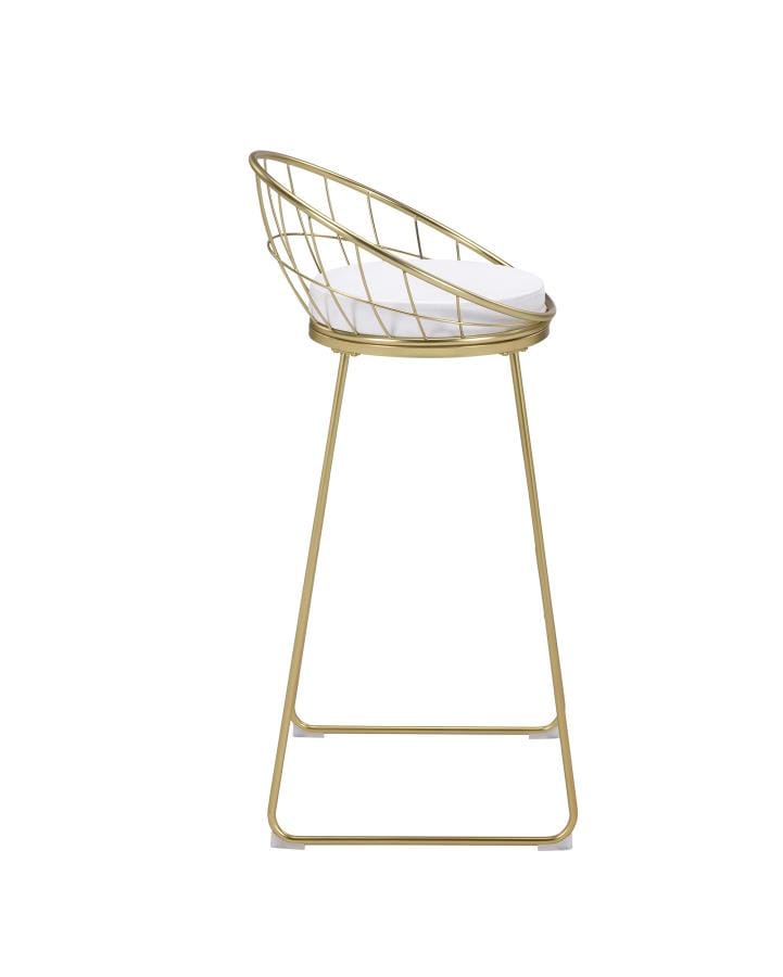 Glenbrook Padded Seat Bar Stools White and Matte Brass (Set of 2)