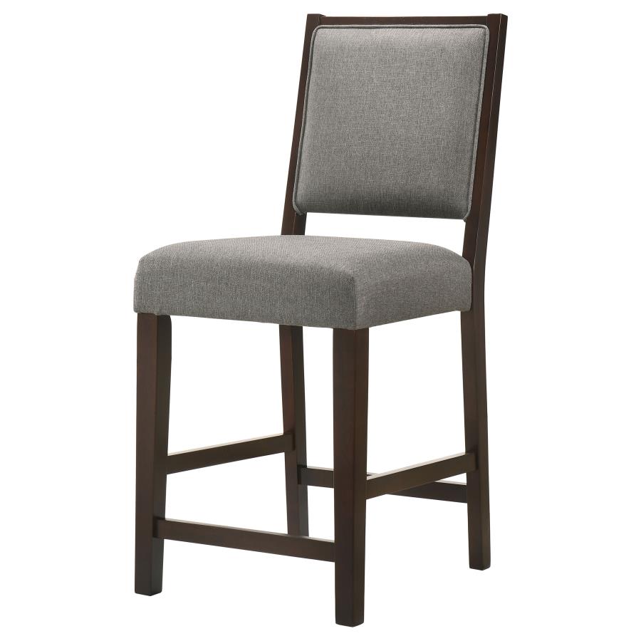 Bedford Upholstered Open Back Counter Height Stools with Footrest (Set of 2) Grey and Espresso