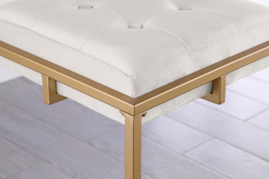 Nadia Square Padded Seat Counter Height Stool (Set of 2) Beige and Gold