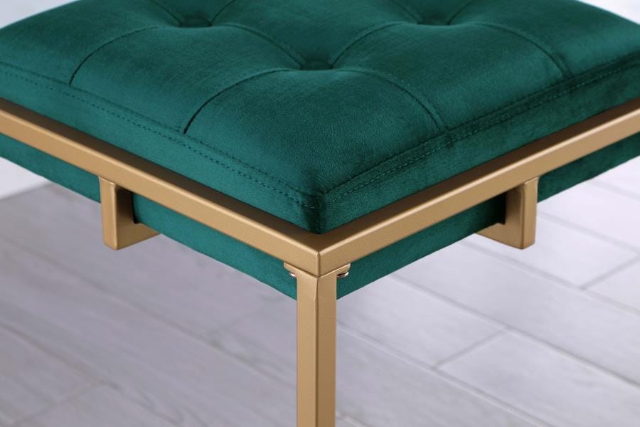 Nadia Square Padded Seat Counter Height Stool (Set of 2) Hunter Green and Gold