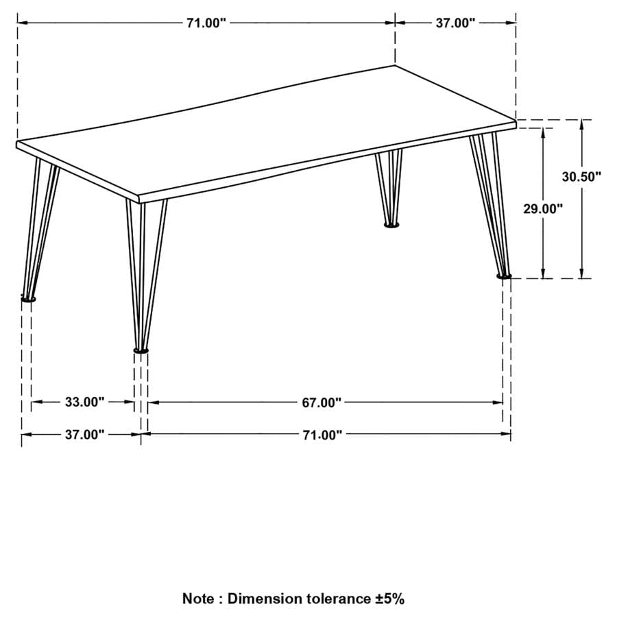 Sherman Rectangular Dining Table Natural Acacia and Matte Black