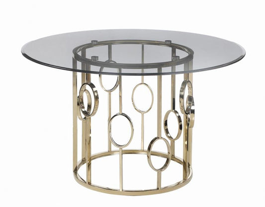 Lindsey Round Glass Top Dining Table Sunny Gold