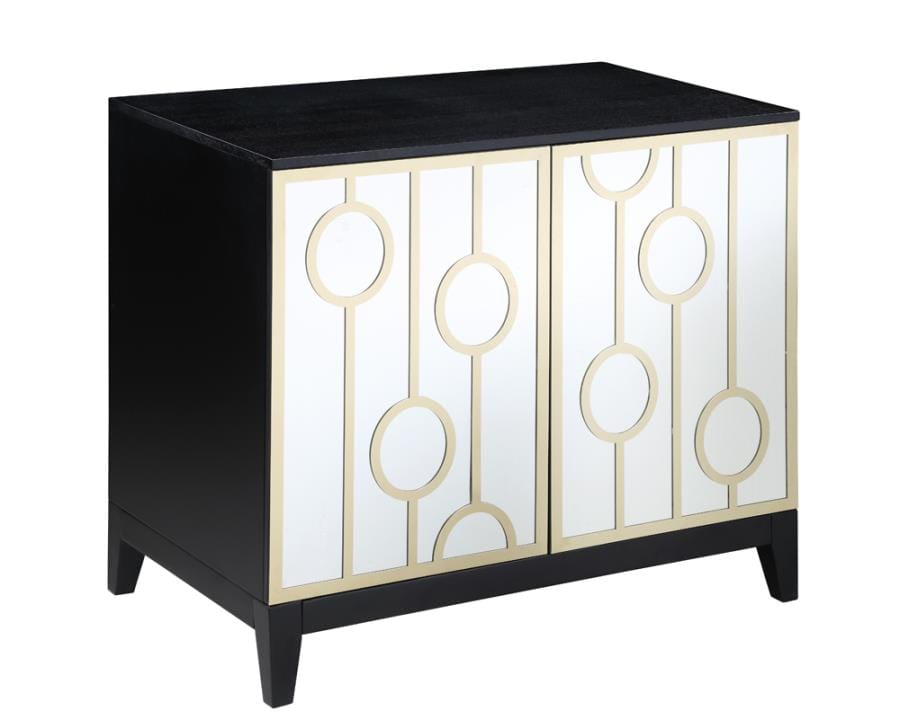 Lindsey 2-door Rectangular Server Black and Gold