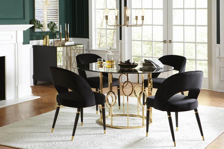 Lindsey 2-door Rectangular Server Black and Gold