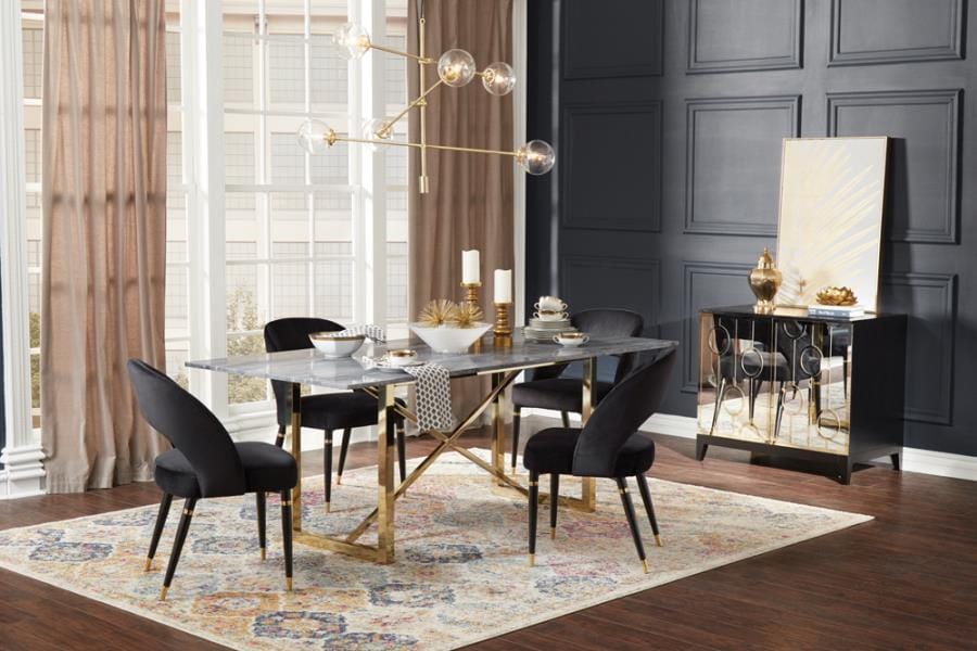 Lindsey 2-door Rectangular Server Black and Gold