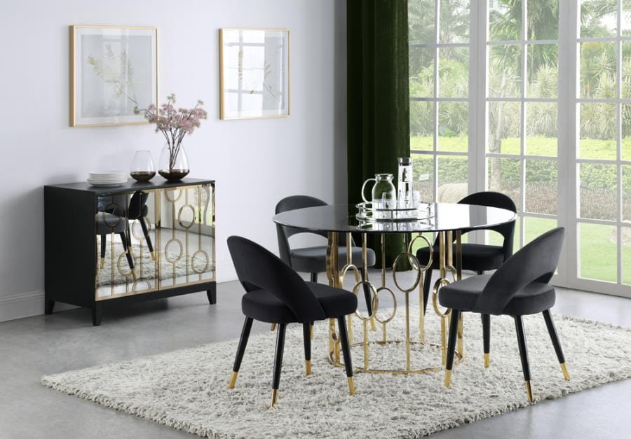 Lindsey 2-door Rectangular Server Black and Gold