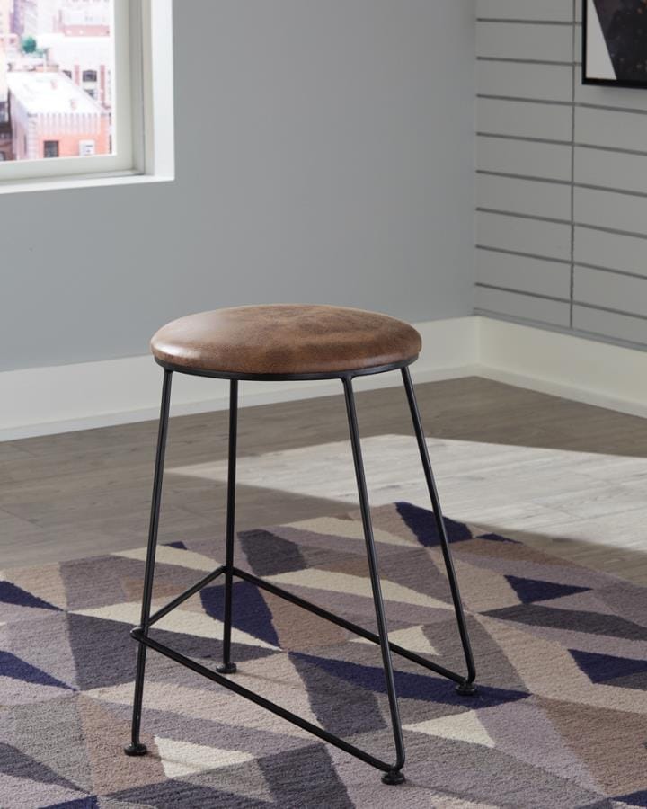 Floyd Counter Height Stool Saddle and Dark Gunmetal
