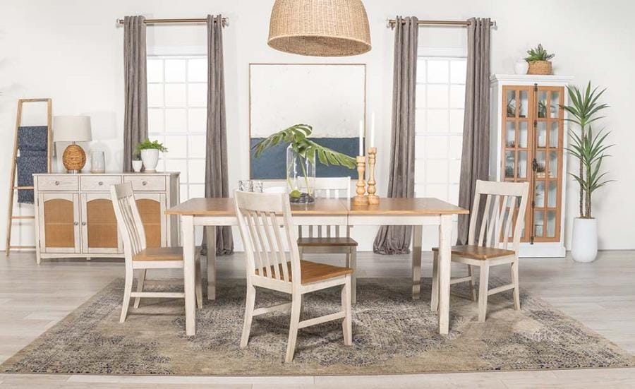 Kirby 5-piece Dining Set Natural and Rustic Off White