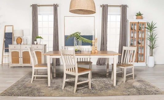 Kirby 5-piece Dining Set Natural and Rustic Off White