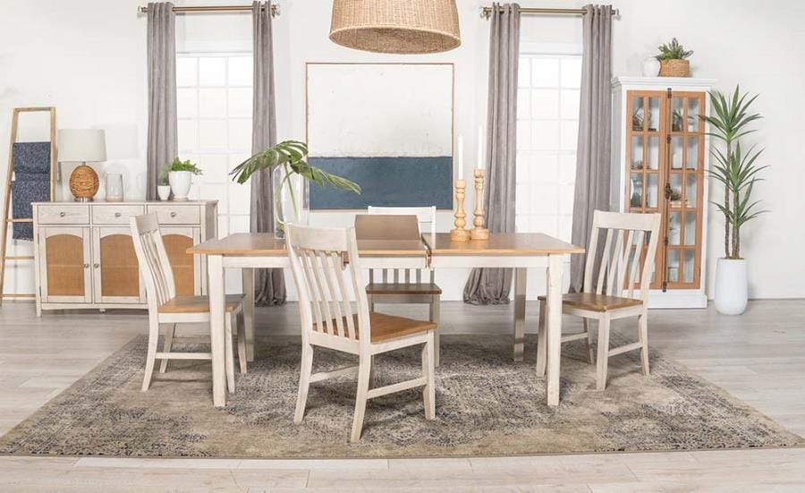 Kirby 5-piece Dining Set Natural and Rustic Off White