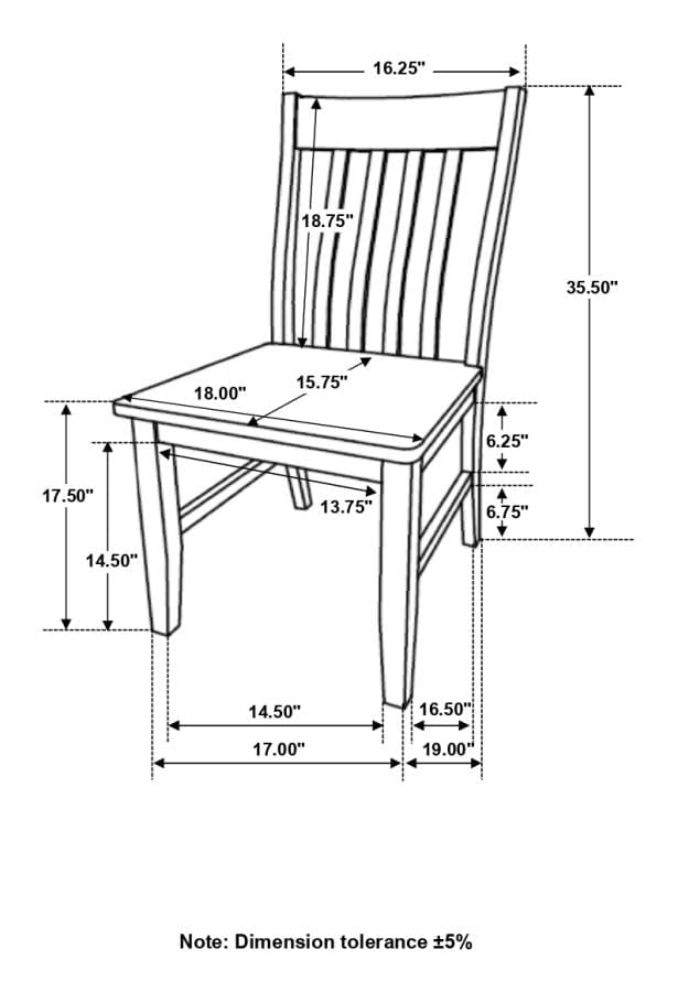 Kirby Slat Back Side Chair (Set of 2) Natural and Rustic Off White
