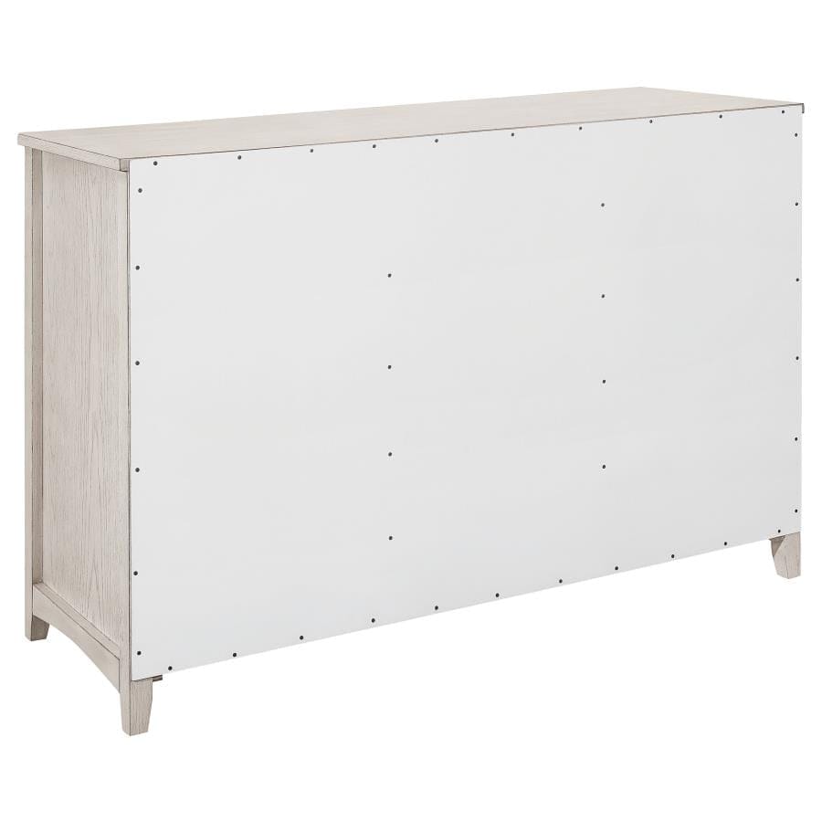 Kirby 3-drawer Rectangular Server with Adjustable Shelves Natural and Rustic Off White