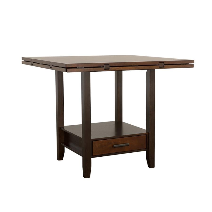 Sanford Round Counter Height Table with Drop Leaf Cinnamon and Espresso