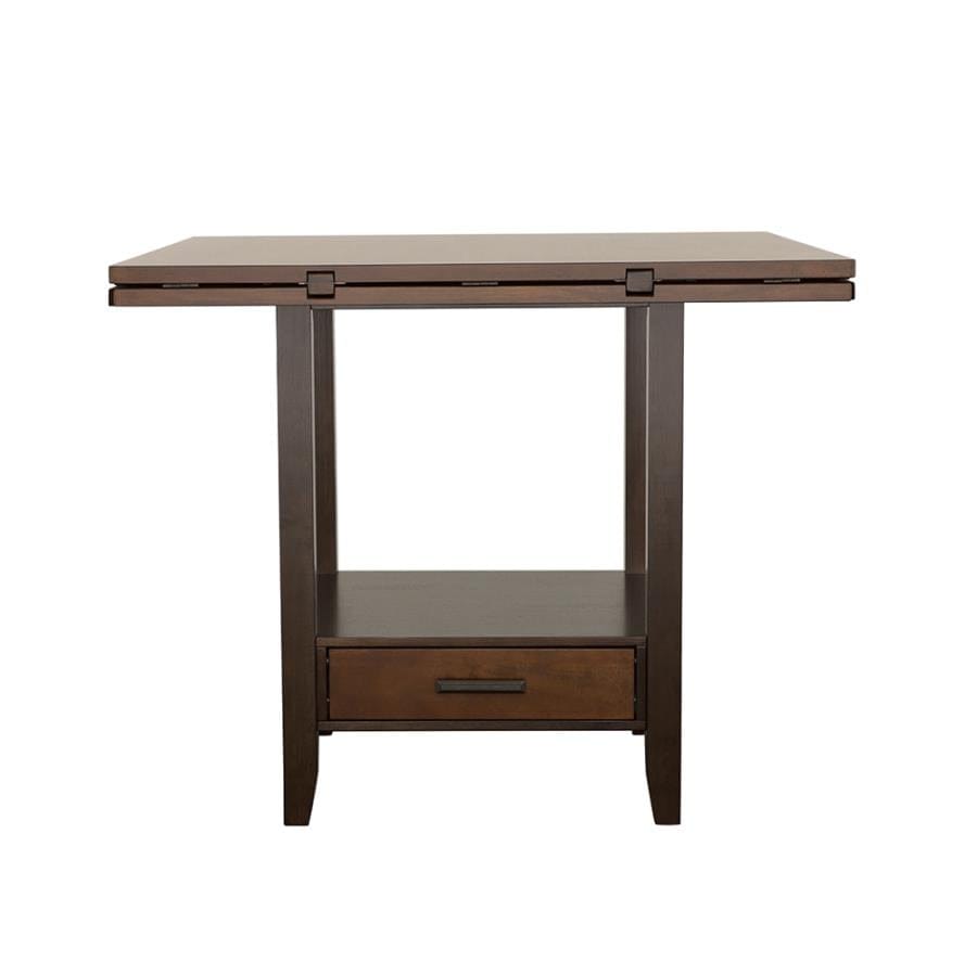 Sanford Round Counter Height Table with Drop Leaf Cinnamon and Espresso