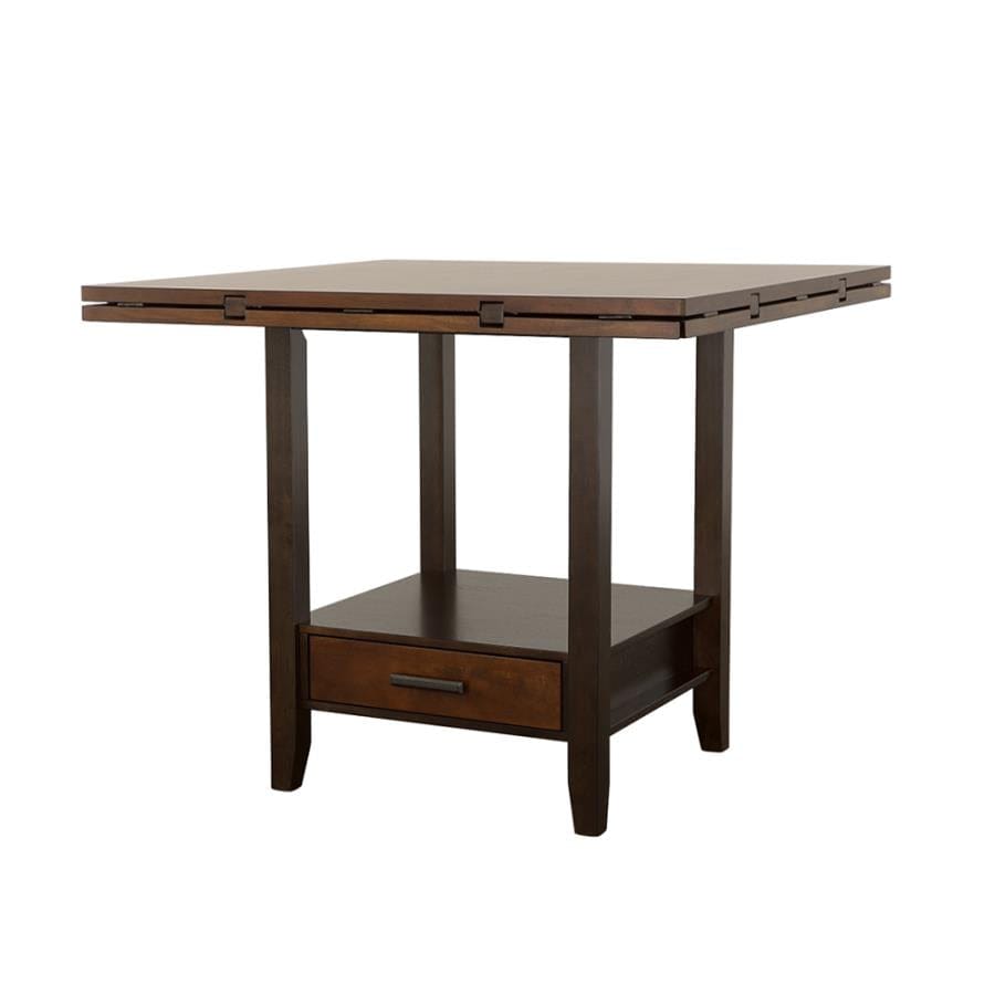 Sanford Round Counter Height Table with Drop Leaf Cinnamon and Espresso