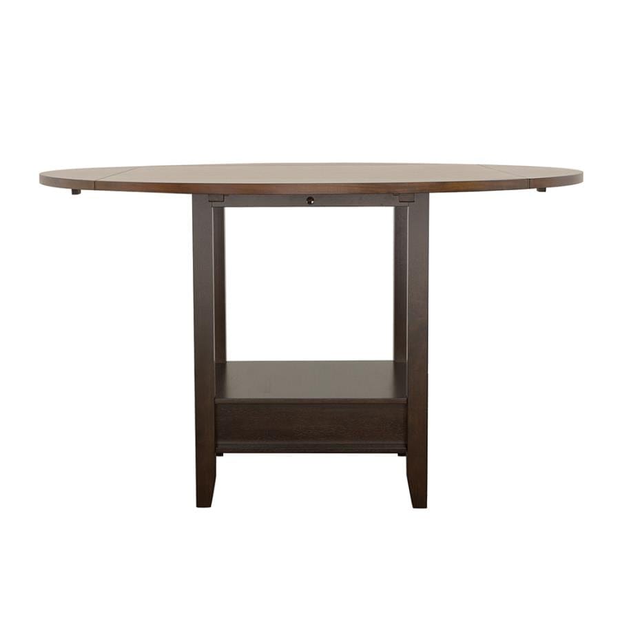 Sanford Round Counter Height Table with Drop Leaf Cinnamon and Espresso