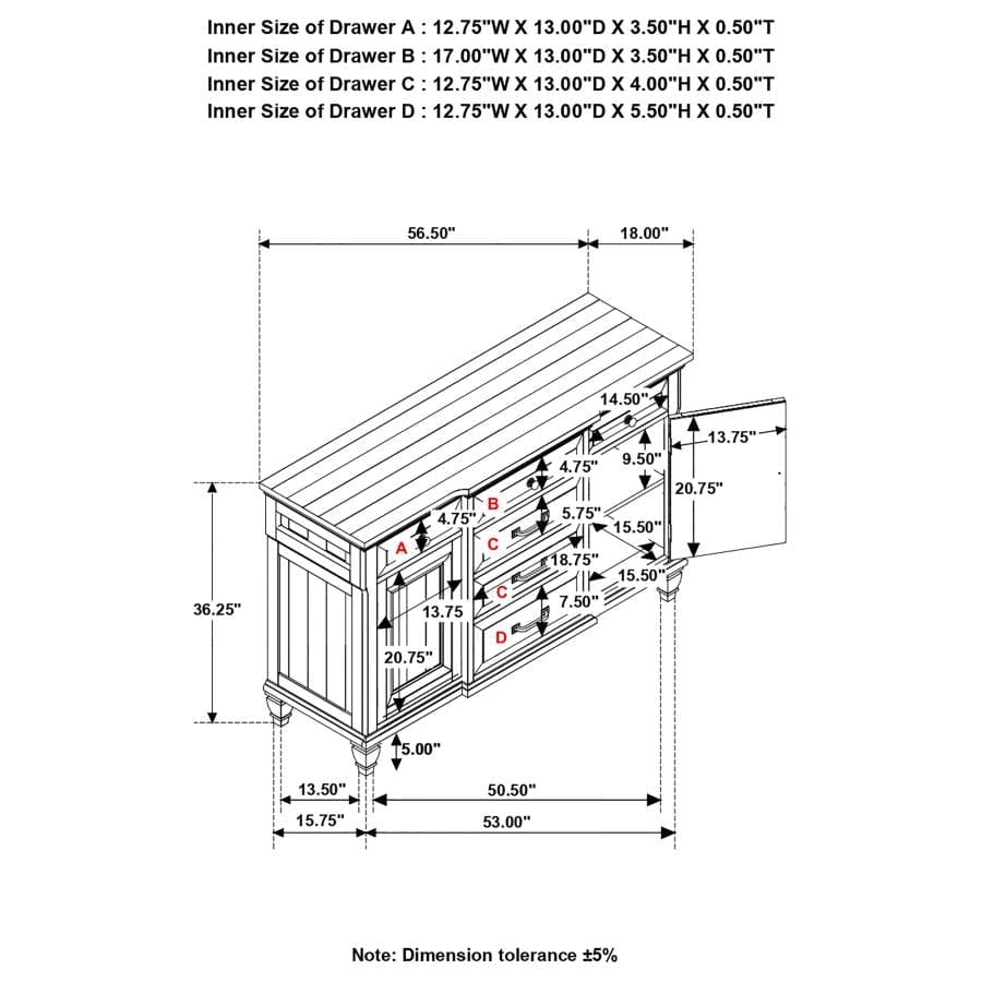 Avenue 6-drawer Server Vintage Dark Pine