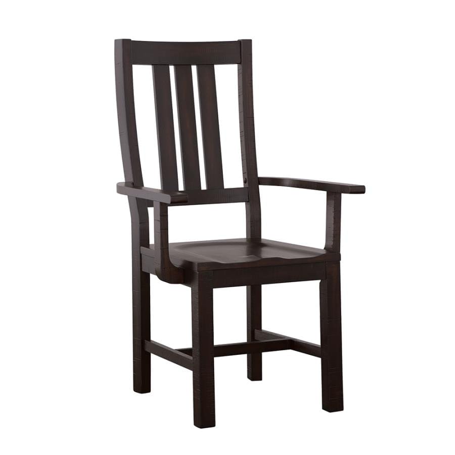 Calandra Slat Back Arm Chairs Vintage Java (Set of 2)