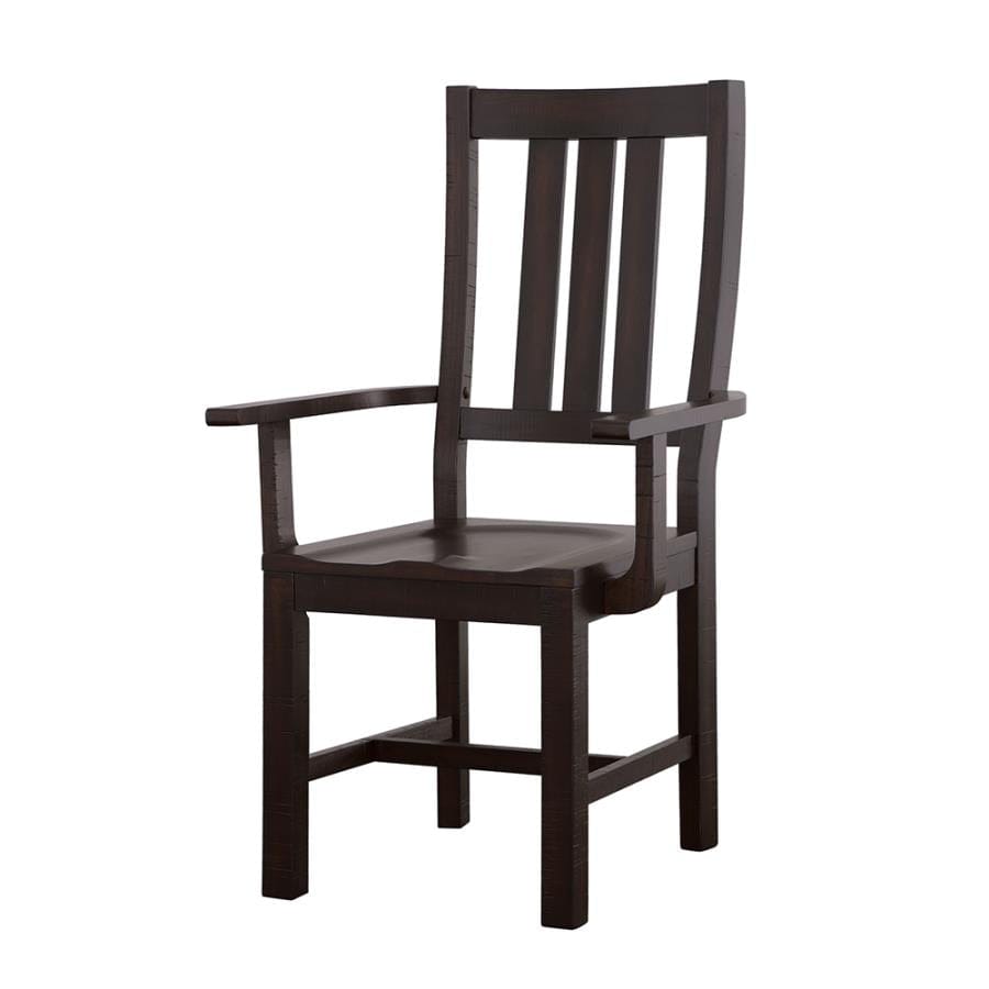 Calandra Slat Back Arm Chairs Vintage Java (Set of 2)