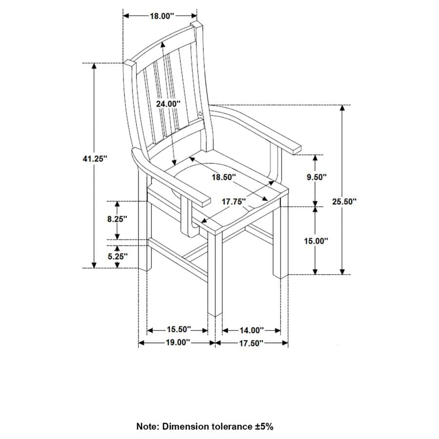 Calandra Slat Back Arm Chairs Vintage Java (Set of 2)