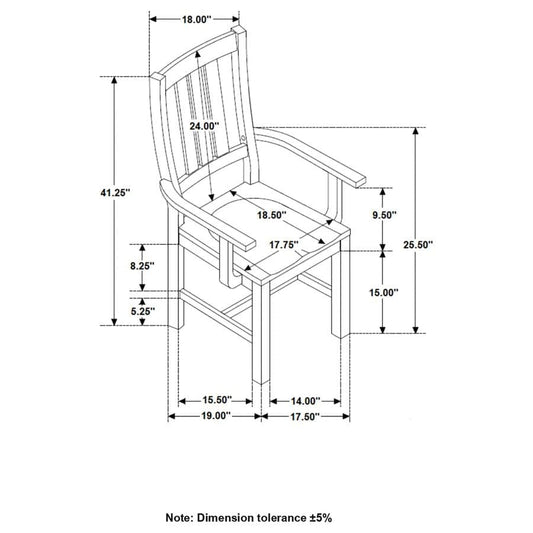 Calandra Slat Back Arm Chairs Vintage Java (Set of 2)