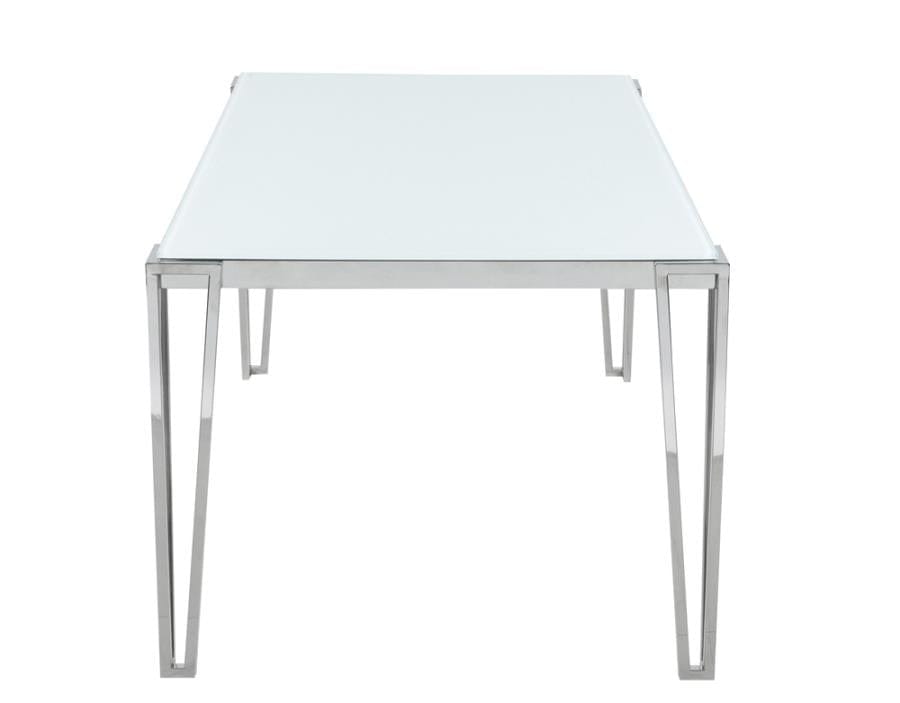 Pauline Rectangular Dining Table with Metal Leg White and Chrome