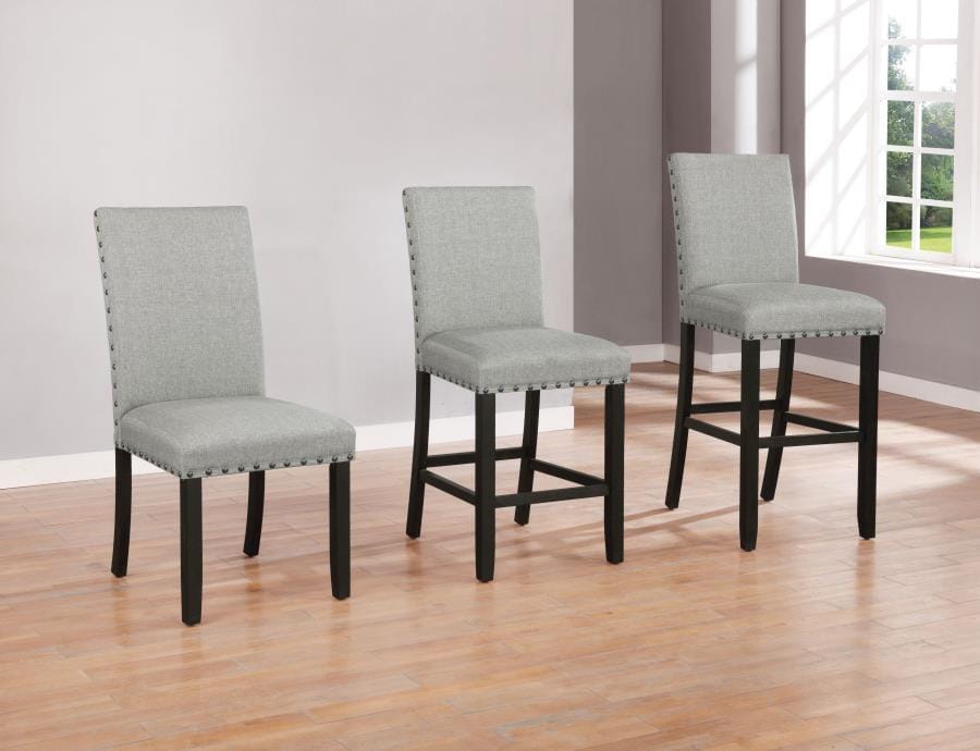 Kentfield Solid Back Upholstered Counter Height Stools Grey and Antique Noir (Set of 2)