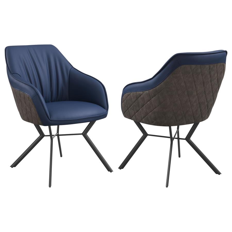 Trevon Upholstered Tufted Side Chairs (Set of 2) Blue and Brown