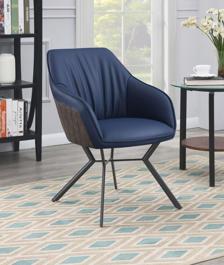 Trevon Upholstered Tufted Side Chairs (Set of 2) Blue and Brown