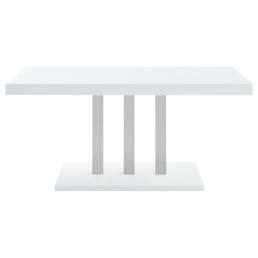 Brooklyn Rectangular Dining Table White High Gloss and Chrome