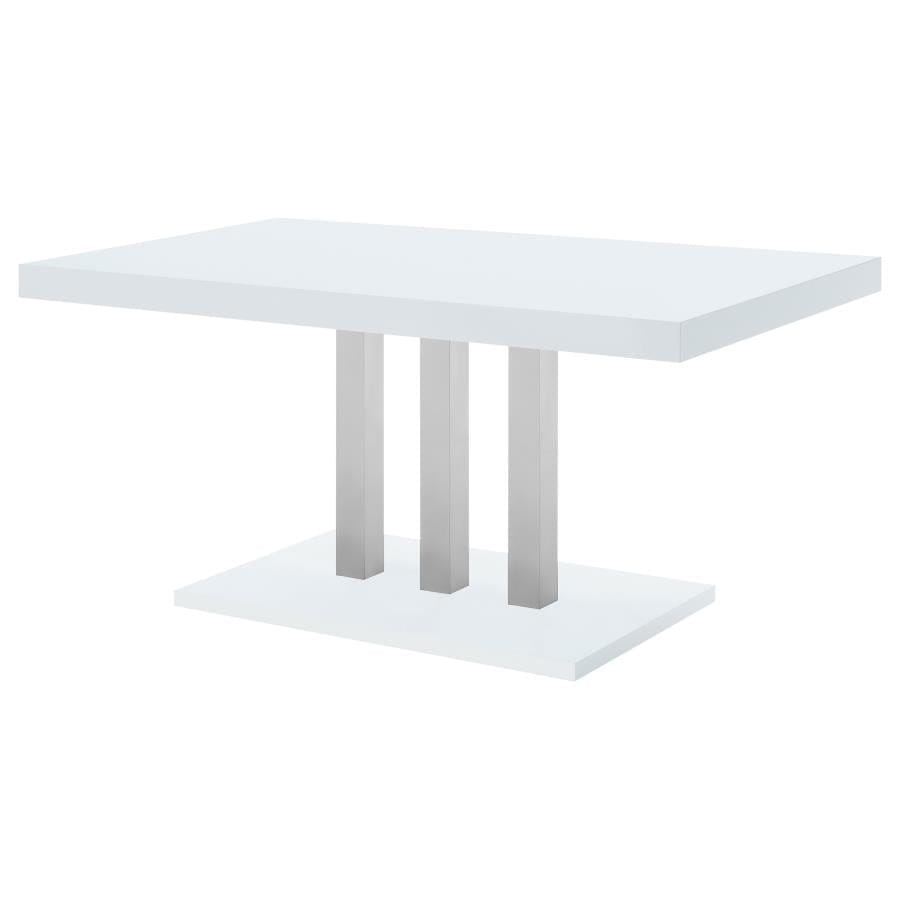 Brooklyn Rectangular Dining Table White High Gloss and Chrome